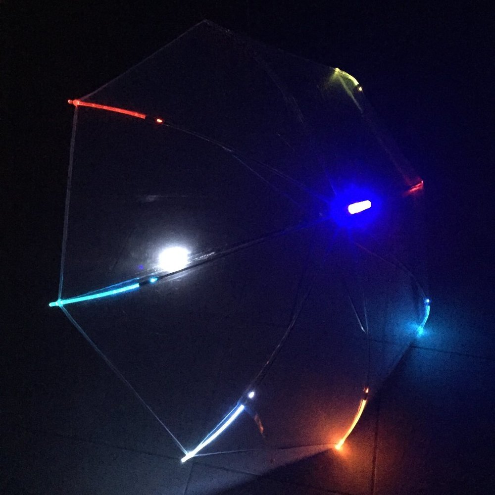 ENAPY Transparent Flashing LED Rain Umbrella w/ Flashlight & Carry Bag